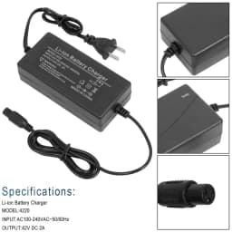 42V 2A Lithium Electric E Bike Battery Charger Li Ion Chargers for Ebike Hoverboard Self-Balancing Scooter Bicycle Accessories