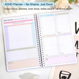 64 Sheets ADHD Daily Focus Planner A5 Notebook with Task Schedule Organizer Stickers for Neurodivergent Students Adults