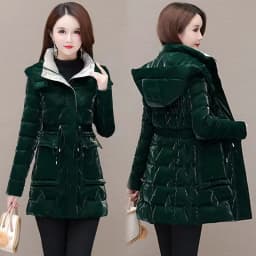 Winter New Style Women's Thickened Long Cotton Jacket Korean Version Slim Fit Washless Bright Surface down Cotton Coat Warm