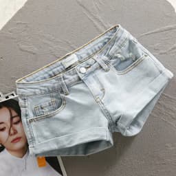 Low Waist Y2k Shorts Denim Slim Stretch Hip Sexy Super Short 2026 Summer Micro Mini Curled Booty Shorts