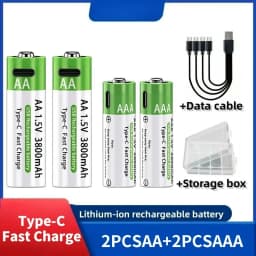 2026 NEW Lithium-Ion Battery Type-C Rechargeable High-Capacity AA&AAA Battery For Remote Control, Mouse, Electric Toys