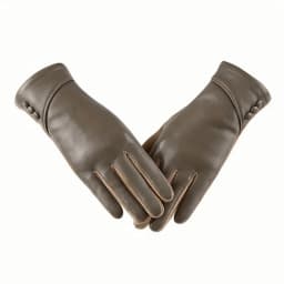 Women Leather Touchscreen Gloves With Soft Fleece Lining-Perfect For Stylish Warmth On Casual Weekends