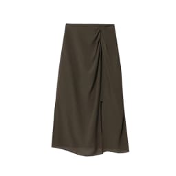 Amii Women's Skirt 2026 Summer Elegant Chiffon Midi Skirt Pleated Side Slit Office Casual Versatile Women's Clothing 12612002