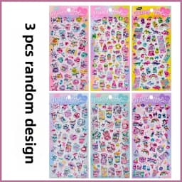 3 pcs/6 pcs Dessert Candy Sweet Animals 3D Crystal Decor Stickers Scrapbooking Diy Journaling Diary Stationery Sticker School