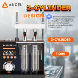 ANCEL JC200 Fuel Injector Cleaning Tester Machine for Car Motorcycle 2-Cylinders Pressure Adjustment Built-in Air Pump 6V 12V