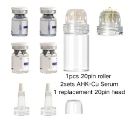 20Pin 0.5mm Microneedle Titanium Needle Roller Stamp With AHK‑Cu Serum Applicator For hair microneedle infusion