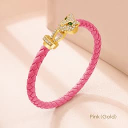 MOONLIGHT Classic Design Exquisite Cheetah Zircon Bracelet for Women Braided Leather Bracelet Quality Banquet Couples Gift