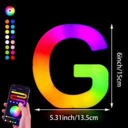 1PC Smart LED Letter Light - DIY RGB Marquee App Control Music Sync Indoor Sign Game Holiday Party Wedding Graduation Season A-Z