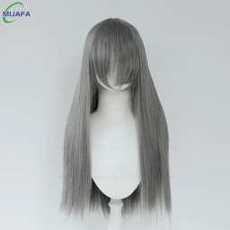 Very High Quality 400g 48 Colors 24Inch 60cm Long Straight Cosplay Wig With Bangs Heat Resistant Hair Anime Wigs + Wig Cap