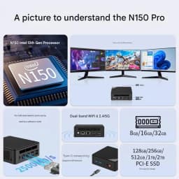 Intel N150/N100 Mini PC Micro NUC Quad-Core Business Desktop Portable Mini Chassis NAS - Compact Business-Class Compututer