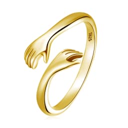 BISAER 925 Sterling Sliver Hand Hug Open Ring Heart Forever 3 Colors Rings Plated Platinum For Women Party Wedding Fine Jewelry