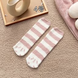 Sweet Pink Rabbits Bowknot Imitation Mink Socks Winter Plush Warm Home Sleeping Socks Ins Japanese Cartoon Cute Furry Tube Socks