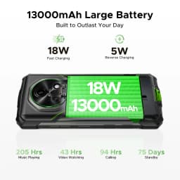 Doogee Fire 5 Pro Rugged Smartphone 13000Mah Battery 24Gb Ram(4Gb+20Gb) 128Gb Rom 6.6'' Display Helio G81 Android 16 Smartphone