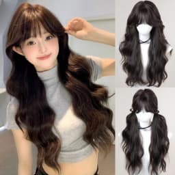 OLACARE Long Body Wave Black Brown Purple Cosplay Wigs Heat Resistant Synthetic Wigs Middle Part Natural Lolita LM Wigs Women