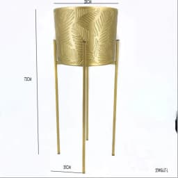 Modern Gold Iron Plant Rack Three-Piece Green Potted Flower Bucket Set Concave Pattern Design Round Flower Pot Holder