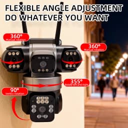Solar Powered AOV 4-Lens Camera,Color Night Vision,Human Detection & Tracking, 24H Recording for Outdoor Home Security