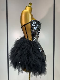 Sparkly Black Sequins Two Pieces Set for Women Party Evening Prom Celebrate Birthday Photo Shoot Dress Nightclub Dance Costume