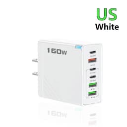 Black 160W 6 Port Fast Wall Charger UK Plug 3PD 3USB QC3.0 Multi Port Travel Charge For iphone samsung Tablet Laptop Smartphones