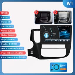Hizpo 2 Din Android 13 For Mitsubishi Outlander 3 2012-2018 Car Multimedia Player Stereo CarPlay Navigation GPS Octa Core 7862