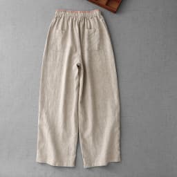Cotton and Linen Color Blocking High-Waisted Wide-Legged Pants Female Summer New Korean Version of the Loose Temperament Casual