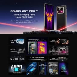 Ulefone Armor 25T Pro 5G Rugged Smartphone 6GB+256GB 6.78'' Thermal Imaging Android 14 33W 50MP+64MP 6500mAh NFC 5G Smartphone