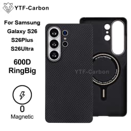 YTF-carbon Luxury Real Kevlar Case for Samsung Galaxy S26 Ultra/S26Plus/S26, Aramid Fiber Magnetic MagSafe Cover