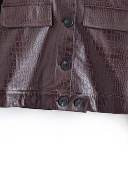 Cool Street Style Short Leather Jacket Women's Crocodile Pattern Shiny Button Coat Spring Fashion Ladies' PU Leather Coat