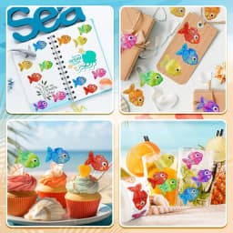 500pcs Fish Stickers Laser Colored Sea Creature Seal Stickers Ocean Waterproof Self-Adhesive Decals for Classroom Teacher Reward