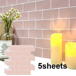 5/10 Sheets Waterproof Peel and Stick Backsplash Wall Tile for Kitchen Bathroom Easy To Clean  Room Decor Wall Decor