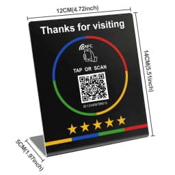 NFC Stand 215 Programmable QR Code TAP Google Review Acrylic Stickers Card NFC Station Table 13.56Mhz Waterproof NFC Review Card
