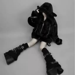 Harajuku Gothic Punk Dark Academia Clothes Fur Patchwork Hoodie Sweatshirts 2026 Autumn Winter New Cardigan Coat Women
