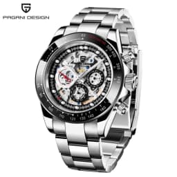 PAGANI DESIGN Men Automatic Mechanical Watch Skeleton Hollow Dial100M Waterproof Stainless Steel Sport Wristwatch Reloj Hombre