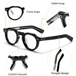 CATERSIDE Vintage Round Men Optical Glasses Frame Acetate High Quality Pin Core Thick Frame Glasses Women Decoration Eyeglasses