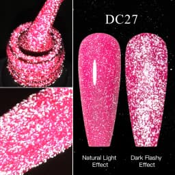 Mtssii Reflective Glitter Gel Pink Sparkling Sequins Gel Nail Polish Soak Off UV Nail Gel Semi-permanent Nail Art Decoration