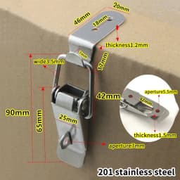 1 Set Cabinet Door Metal Clasps 90 Degree Box Closure Lock Duck-mouth Buckle Hook Spring Loaded Draw Toggle Hasps Clamp