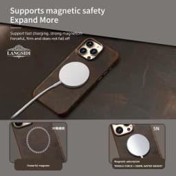 for Magsafe Case for iPhone 15 16 17 18 Pro Max Air Retro Luxury Full Grain Cowhide Genuine Oiled PULL-UP Leather Magnetic Cover