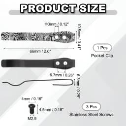1/2/4Set Deep Carry Pocket Clip 2.6"(66mm) Length Universal Folding Knife Pocket Back Clip w/ Screws Man Knife Replacement Parts