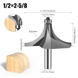 1pc 1/4" 1/2" Shank Woodworking Round Router Bit Woodworking Milling Cutter Slotting Tool Trimming Machine Router Bit