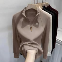 2026 New Half-Neck Half-Zip Long-Sleeved Women's Sweater for Layering or Solo Wearing in Autumn for Fitness 1