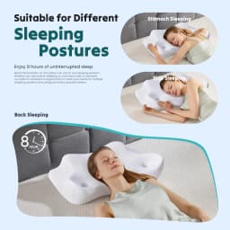 JHK 24" Largex15.4" Wide Ergonomic Cervical Neck Pillow Memory Foam Pillow with Cooling Pillowcase Cervical Contour Pillows