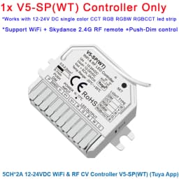 Skydance V1-SP(WT) 1CH V3-SP(WT) 3CH V5-SP(WT) 5CH Tuya APP WiFi 2.4G RF Wireless LED Controller Push Switch for DC12V 24V Strip