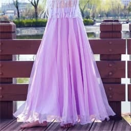 High-grade Double Layer Skirts Spring Summer Elastic High Waist Large Swing Gauze Chiffon Skirt A-line Pleated Long Beach Skirt