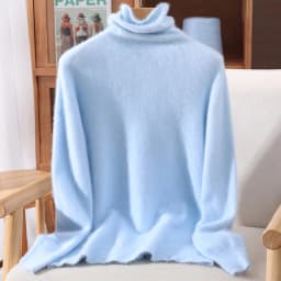 100% Pure Mink Fur Sweater Women's Pullover High Neck Knitted Sweater Autumn Winter New Item Pile Collar Thick Soft Base Sweater