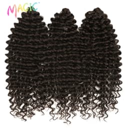 Magic 24 Inch Brown Blonde Deep Wave Synthetic Hair Bundles High Temperature Fiber Crochet Braiding Hair Extensions For Women