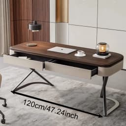 Office Table, Walnut Desk, Office Desk and Chair Set, Retro Walnut Wood Veneer, Computer Desk, Italian Executive Office Desk Set