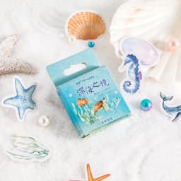46pcs Deep Sea Theme Cute Animal Decorative Boxed Stickers for Scrapbooking Diary Journal Planner Stationery Album Phone Label
