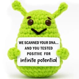 Customize Unique Positive Alien Crochet with Uplifting Card Birthday Graduation Anniversary Gift for Friend Husband Wife Teens