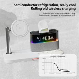 Qi2 5 In 1 Magnetic Wireless Charger Stand LED Night Light Alarm Clock for Samsung iPhone IWatch Airpods Fast Charging Station