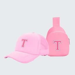 2pcs children's 26-letter printed truck driver hat and chest bag set, lightweight all-in-one visor, suitable for girls' daily