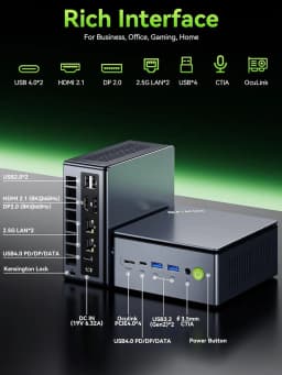 GMKtec M7 Ultra AMD Ryzen 7 PRO 6850U DDR5 4800MT/s PCIe4.0 x4 WiFi 6E BT5.2 Quad Display OCulink Dual 2.5G LAN 2*USB4 Computer